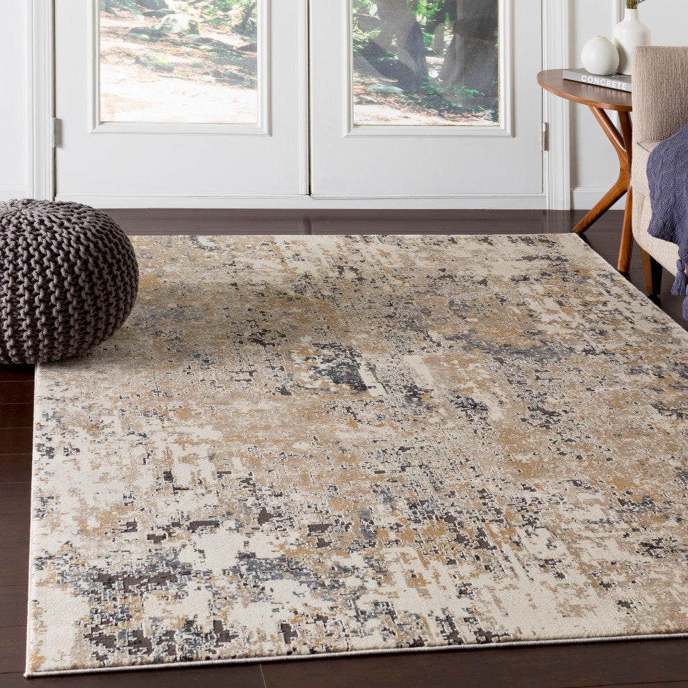 Pune Modern Beige, Taupe Area Rug, 6'7"x9'6"