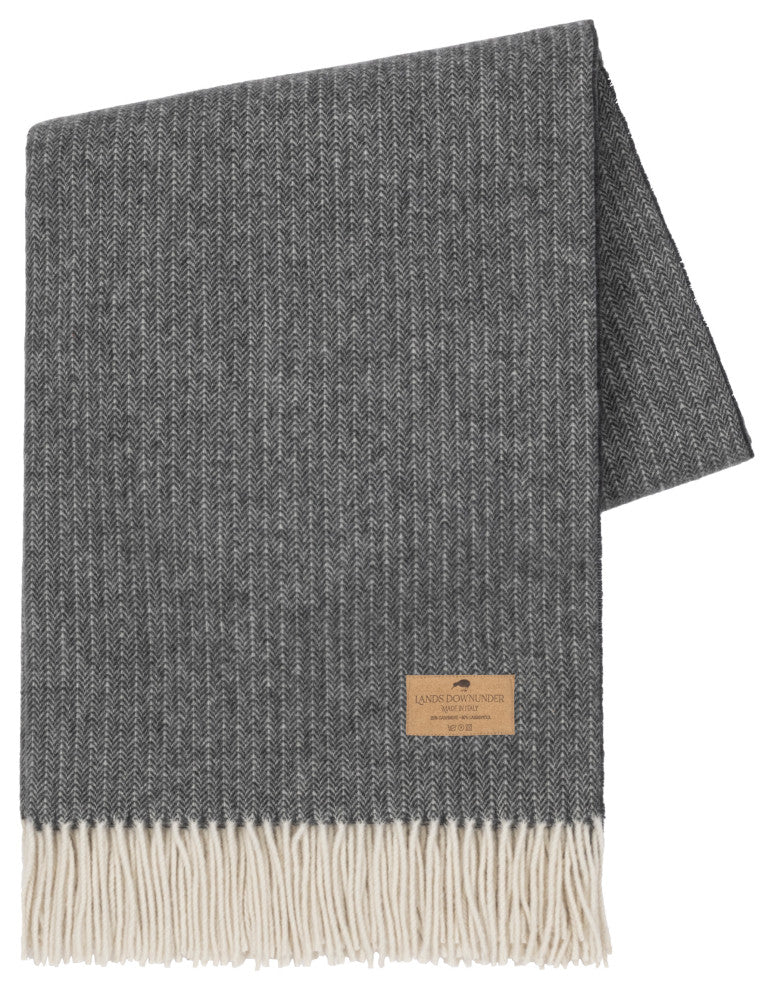 Pinstripe Cashmere Throws, Onyx