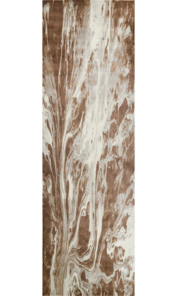 Finch Brown/Beige Rug, Brown, 2'7"x8' Runner