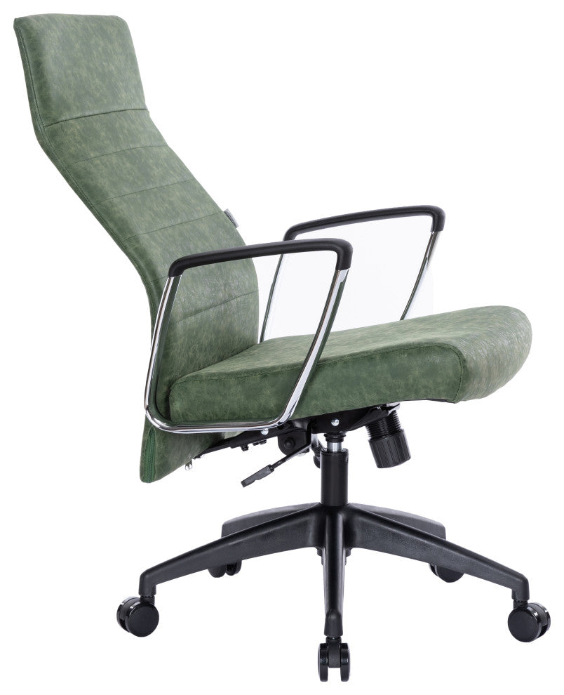 LeisureMod Hilton Modern High Back Leather Conference Office Chair, Green