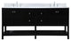 Elegant VF16472DBK-BS 72"Double Bathroom Vanity, Black With Backsplash