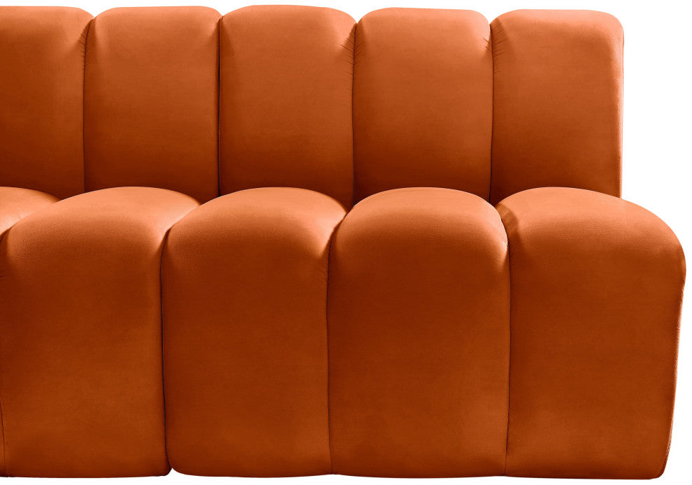 Arc Velvet Upholstered 4-Pc. Facing Modular Sectional, Cognac