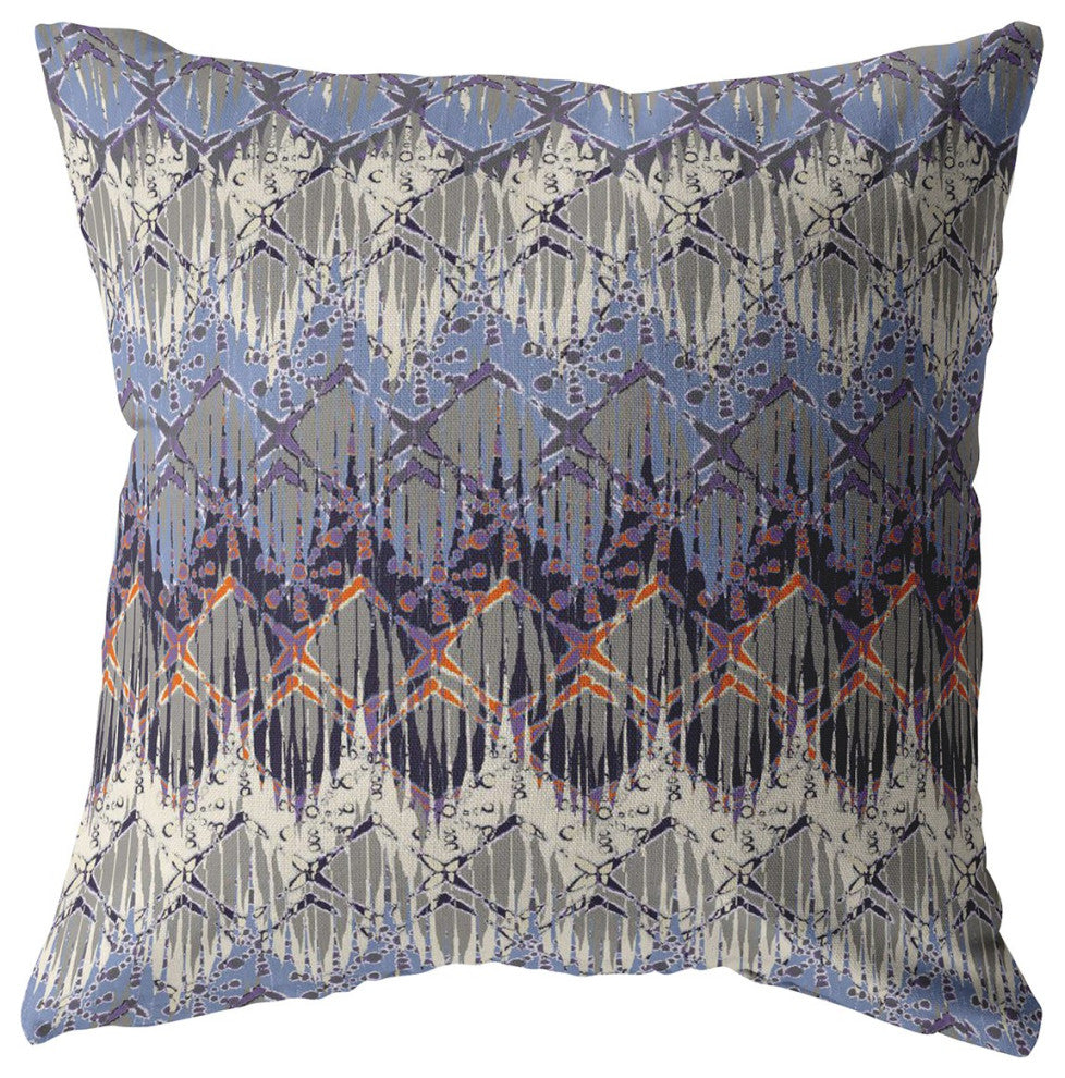 20 Blue Gray Hatch Decorative Suede Throw Pillow