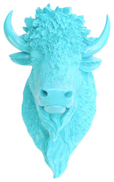 Faux Taxidermy Bison Head Wall Mount, Turquoise