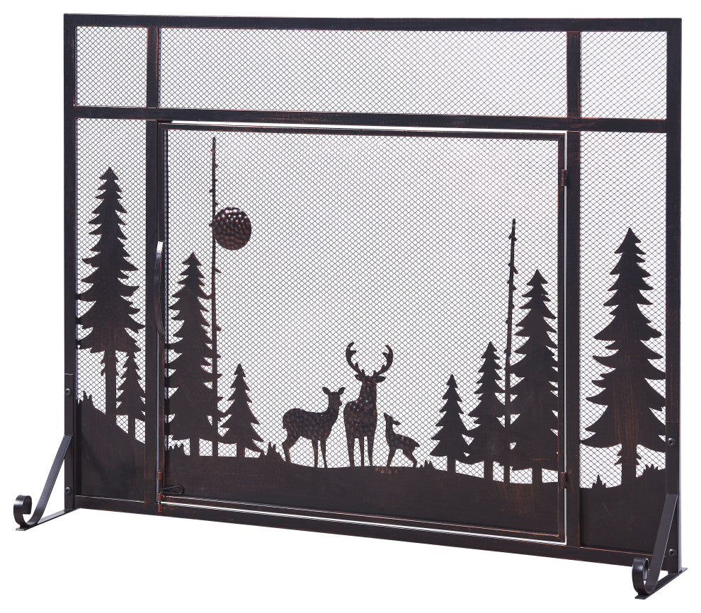 Single Panel Iron Fireplace Screen