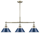 Golden Orwell Linear Pendant, Aged Brass, Navy Blue Shade