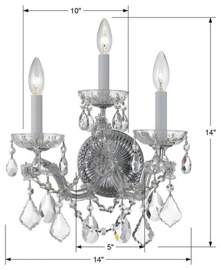 Crystorama Lighting Group 4403-CL-MWP Maria Theresa 3 Light 14" - Polished