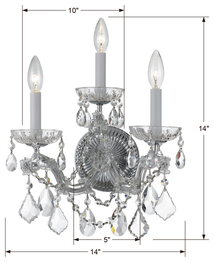 Crystorama Lighting Group 4403-CL-MWP Maria Theresa 3 Light 14" - Polished