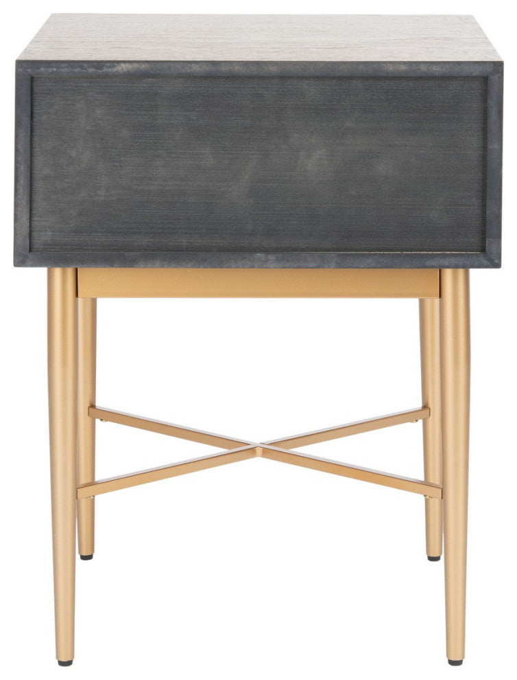 Safavieh Pierre One Drawer Nightstand, Walnut/Gold