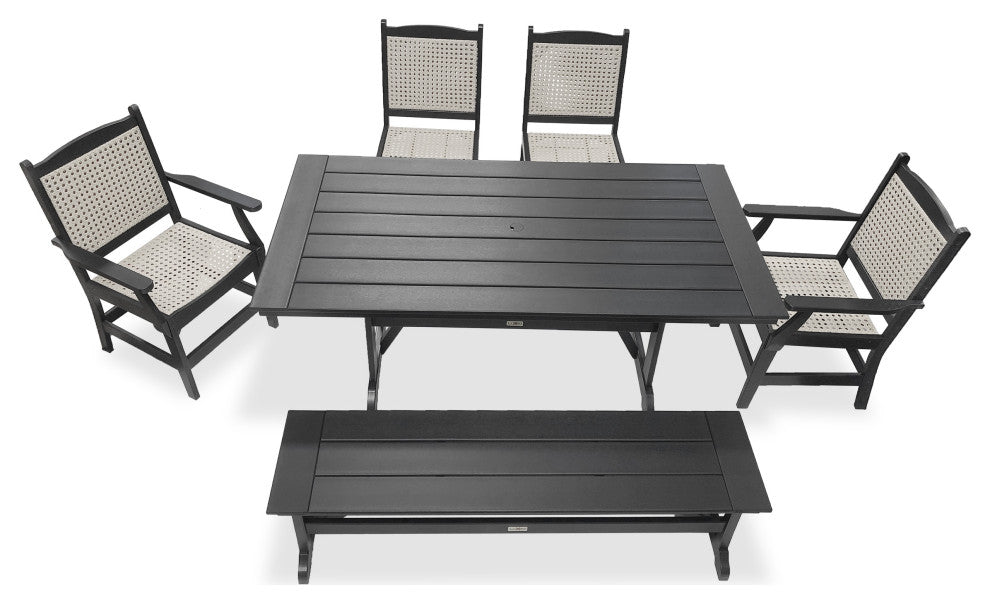 LuXeo Tuscany Woven Rattan Dining Set, Gray, 6-Piece