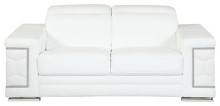 Rome Contemporary Genuine Italian Leather Loveseat White