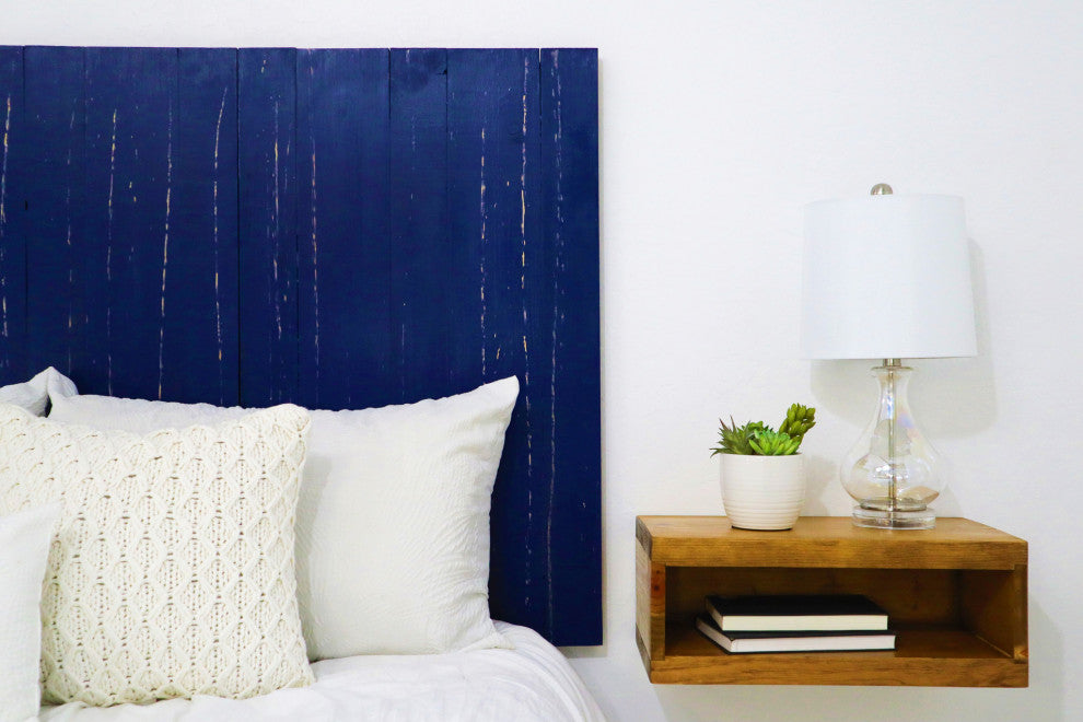 Handcrafted Headboard, Leaner Style, Navy Blue, Twin