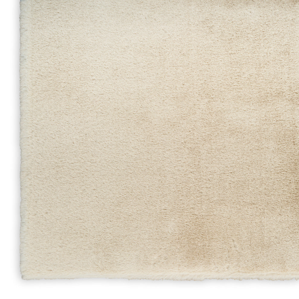 Nourison Soft Plush Rabbit Fur 5' x 7' Beige Contemporary Indoor Rug