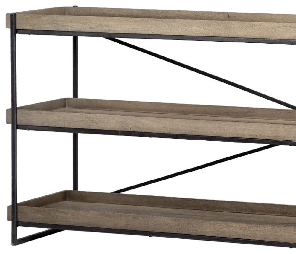 16" Brown Solid Wood 4 Legs Console Table