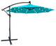 10' Steel Patio Umbrella Outdoor Market With Crank and LED Lights, Light Blue