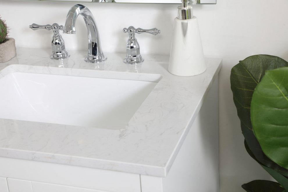 24" Single Bathroom Vanity, White