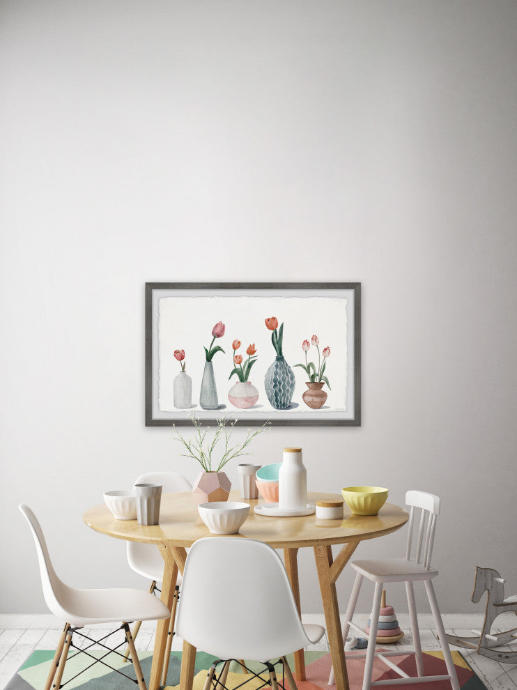 "Bottled Tulips" Framed Painting Print, 36x24
