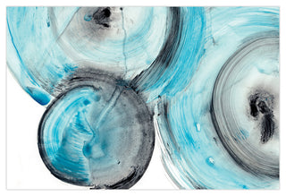 Blue Circles Abstract Wall Art Printed on Frameless Free Floating Tempered Glass