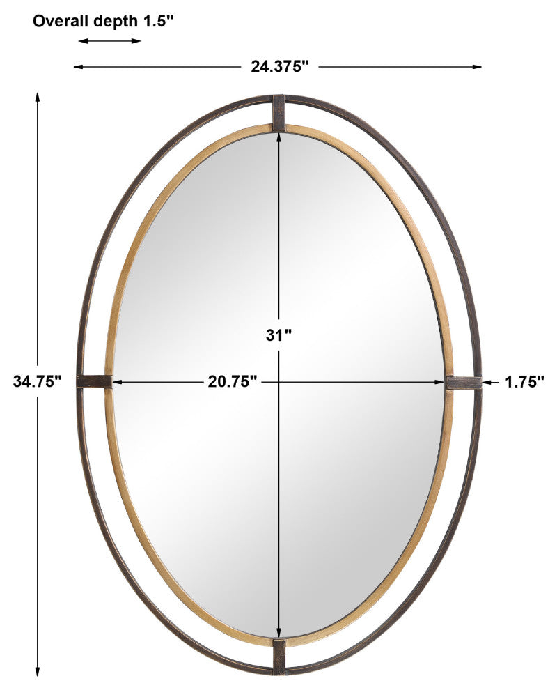 35" Transitional Bronze Oval Mirror