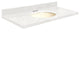 Quartz 37"x22" Vanity Top, Single Faucet Hole, Milan White, Biscuit Bowl