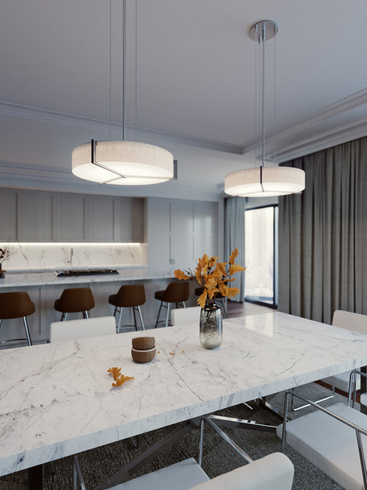 Apex 15'' Pendant, Weathered Gray, Linen White Shade