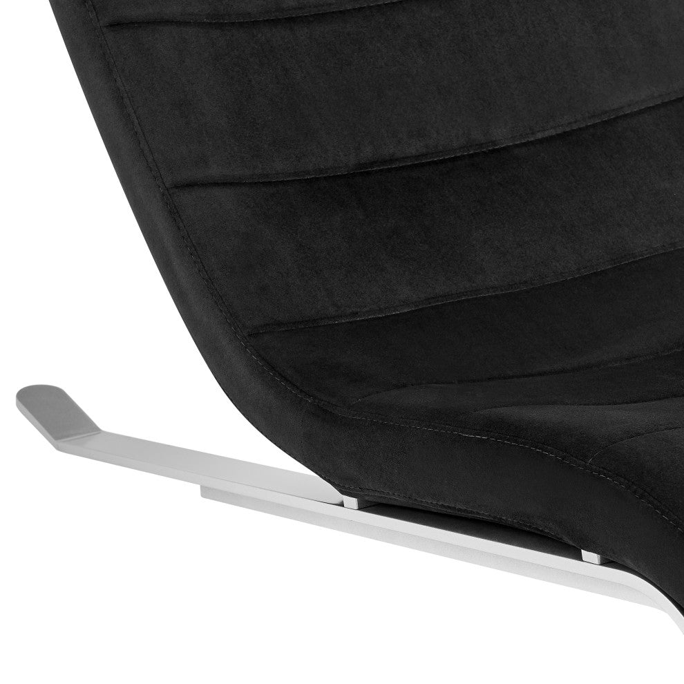 Gilda Lounge Chair, Black Velvet With Silver Base