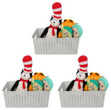 Plastic Rattan Storage Box Basket Organizer, White, Medium-Pack of 3