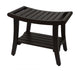 HomeRoots Contemporary Teak Shower Bench With Shelf and Handles, Brown Finish