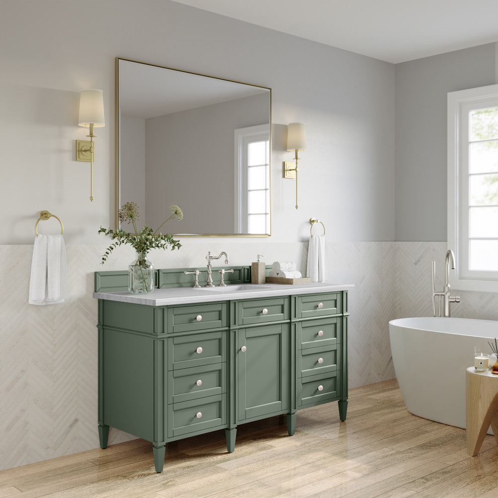 Brittany 60" Single Vanity, Smokey Celadon, 3CM Arctic Fall Top