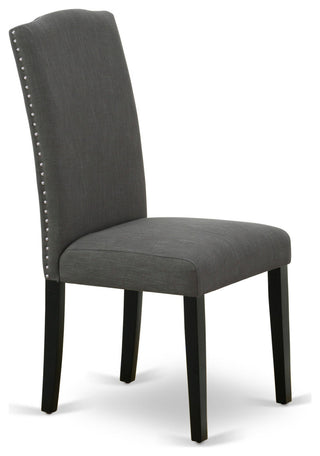 3Pc 42" Dining Table, Two 9"Drop Leaves, Two Chair, Black Leg, Dark Gotham Grey