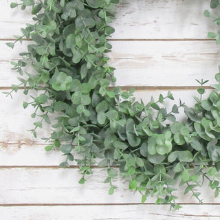 Full Frosted Green Artificial Eucalyptus Leaf Foliage Greenery Wreath 16"