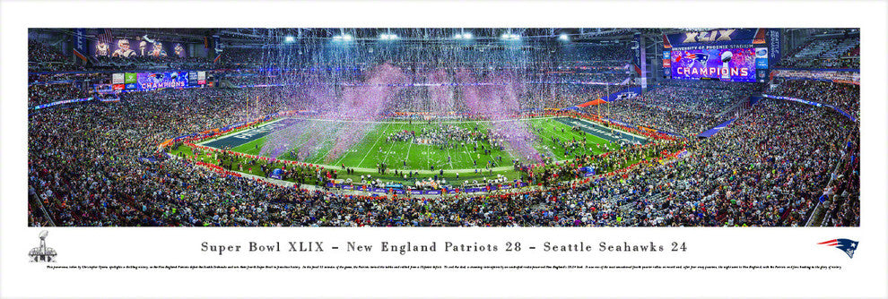 2015 Patriots Super Bowl XLIX Panoramic Poster Print