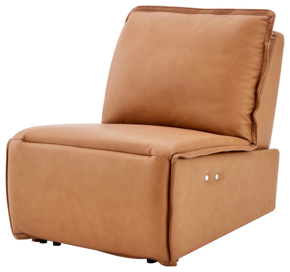 Accent Recliner Chair, Leather, Tan, Modern, Living Lounge Hotel Hospitality
