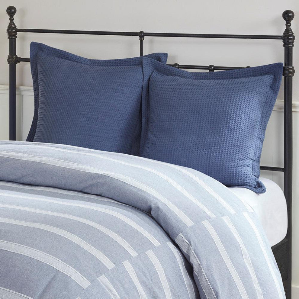 Madison Park Signature Noble Blue Oversized Duvet Cover Set w Removable Insert
