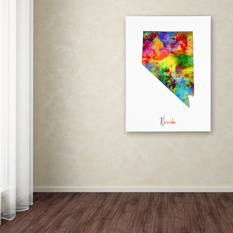 "Nevada Map" Canvas Art by Michael Tompsett