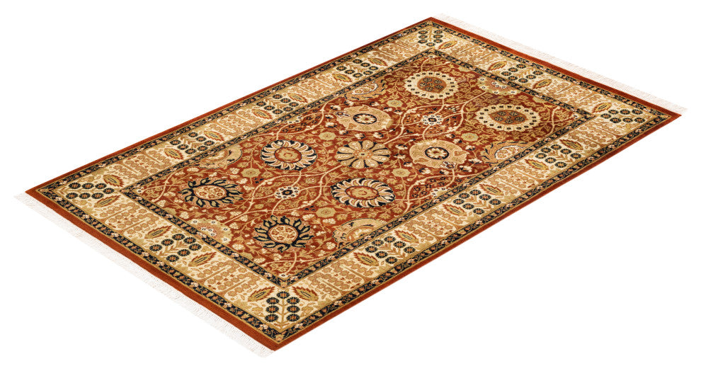 Mogul, One-of-a-Kind Hand-Knotted Area Rug Orange, 3'0"x5'0"