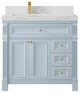 Paris 36" Left Offset Bathroom Vanity, Blue Heather 2" Calacatta Nuvo