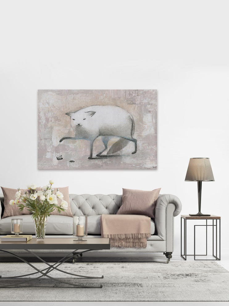 "Pattes Grises" Painting Print on Wrapped Canvas, 60"x40"