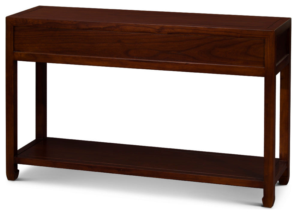 Mahogany Elmwood Chinese Ming Console Table with 3 Drawers and Shelf