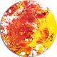 Textured Red And Yellow Art, Abstract Disc Metal Wall Art, 11"
