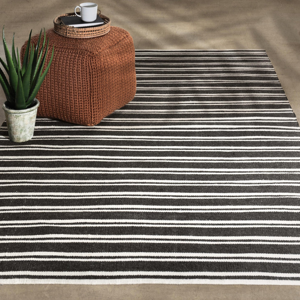 Palma Hand Woven Performance Fabric Area Rug, Charcoal, 5x8