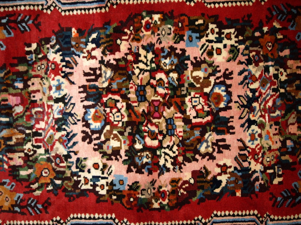 Consigned, Hand Made Vintage Persian Bakhtiari Rug 3.7'x4.9', 1970