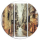 Path In Street Watercolor Stretch, Cityscape Disc Metal Wall Art, 11"