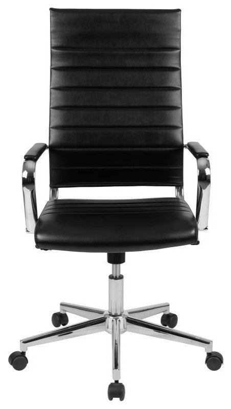 Hansel High Back LeatherSoft  Ribbed Executive Swivel Office Chair, Black