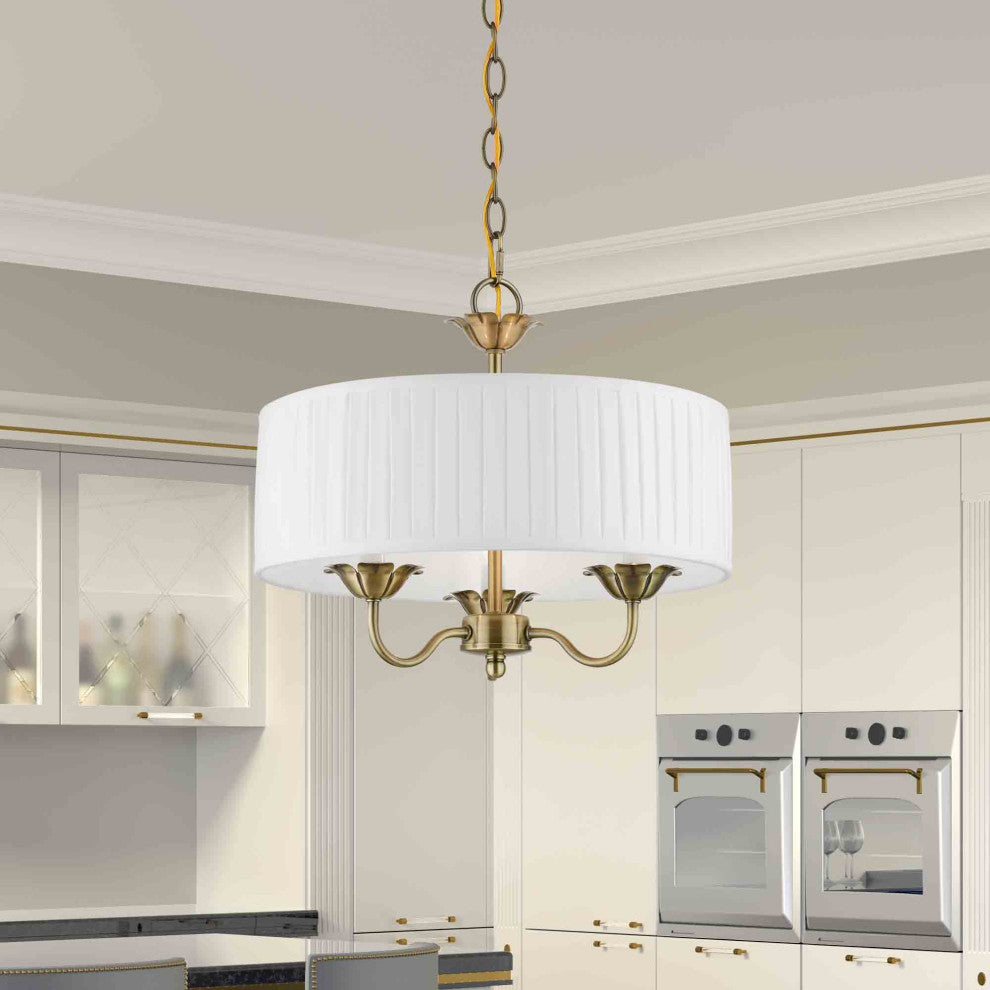 Livex Lighting 3 Light Antique Brass Pendant Chandelier
