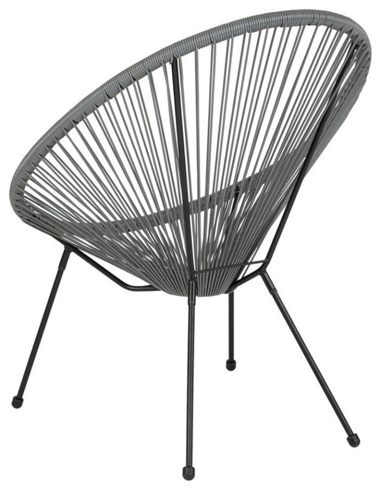 Flash Furniture Valencia 29" Oval Patio Chair in Gray and Black