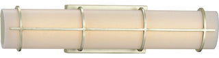 Grid LED 1-Light White Linen Glass LED Modern Wall Light, Silver Ridge