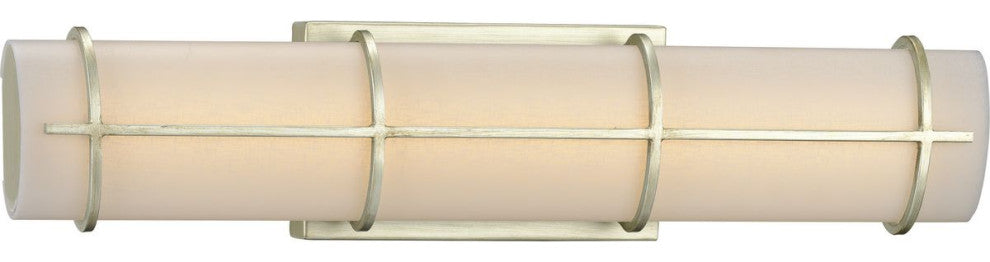 Grid LED 1-Light White Linen Glass LED Modern Wall Light, Silver Ridge