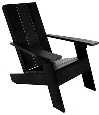 Weatherproof Outdoor Set With Adirondack Seating and Coffee Table, Black