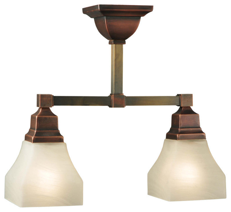 15.5 Long Bungalow 2 Light Semi-Flushmount